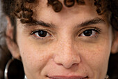 Close-up portrait of Latin American woman face