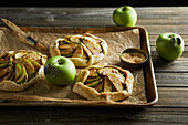 Apple galettes with green apples