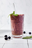 Blueberry Smoothie on a White Background