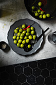 Warm olives with lemon thyme and chilli