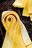 Fresh pappardelle close up