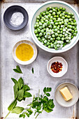 Ingredients for the preparation of macho peas