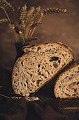Fresh homemade rustic bread in a kitchen
