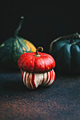 A pumpkin on a dark background