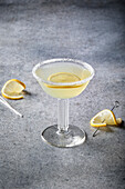 Lemon Cocktail on a Grey Background