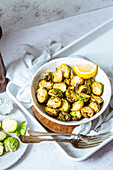 Roasted Brussels sprouts in a bowl