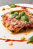Slice of Fresh Italian Eggplant Parmigiana