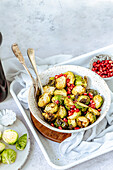 roasted brussels sprouts in a serving bowl