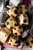 Fresh hot cranberry hot cross buns