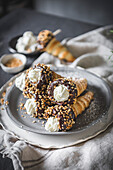 Homemade chocolate and fresh cream croissants