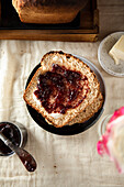 Toast with jam and butter