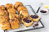 Date Cinnamon Orange Scones on a cooling rack