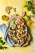 Seafood salad with octopus and shrimps