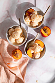 Nectarine Frozen Yogurt in three bowls