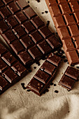 Closeup shot of homemade chocolate bars