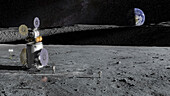 NASA astronauts working at lunar South Pole, illustration