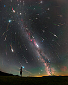Perseid meteor shower, composite image