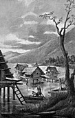 Stilt houses, illustration