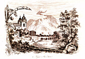 Faial Island, Azores, 19th century illustration