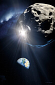 Asteroid deflection, illustration