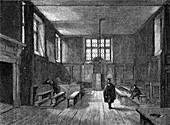 Old schoolroom of Harrow, illustration