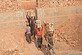 Labourers working in brickyard, Bangladesh