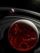 Artwork of the early Earth-Moon system
