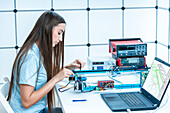 Scientist using computer-aided design software