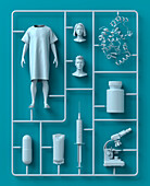Standardised healthcare, conceptual illustration