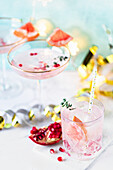 Mocktail with grapefruit and pomegranate
