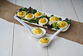 Stuffed eggs with herbs