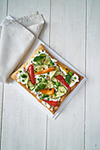 Savoury tart with vegetables and cheese