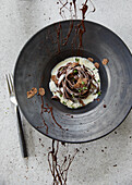 Chocolate tagliatelle with truffle cream