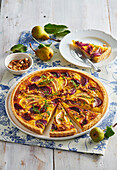 Pear quiche with blue cheese and walnuts