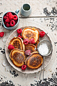 Buttermilk pancakes with raspberries