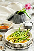 Roasted asparagus with vinaigrette and sea salt
