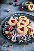 Shortbread biscuits with jam filling