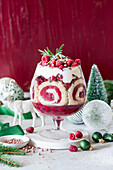 Christmas raspberry sponge trifle