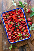 Oven-baked strawberries with fresh vanilla