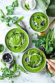Green pea and broccoli soup