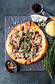 Pear and blue cheese pizza