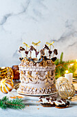 Christmas buttercream cake with biscuit decoration