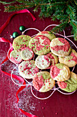 Marbled Matcha Raspberry Cookies