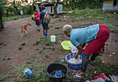 Women washing clothes, Kenya