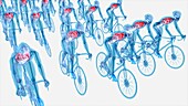 Cyclists, illustration