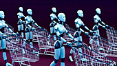 Robot-assisted shopping, conceptual illustration