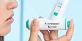 Arformoterol tartrate medical inhaler, conceptual image