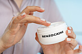 Benzocaine medical cream, conceptual image