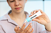 Lidocaine medical cream, conceptual image