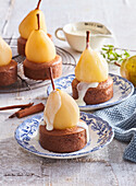 Poached pear cakes + steps